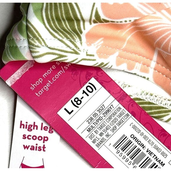 Xhiliration Juniors High Leg Low Waist Floral Tropical Bikini Bottom L 8-10 New! - Picture 7 of 9